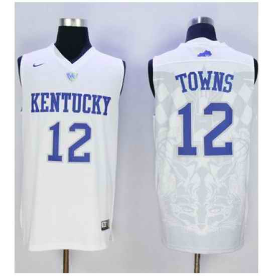 Wildcats #12 Karl Anthony Towns White Basketball Stitched NCAA Jersey